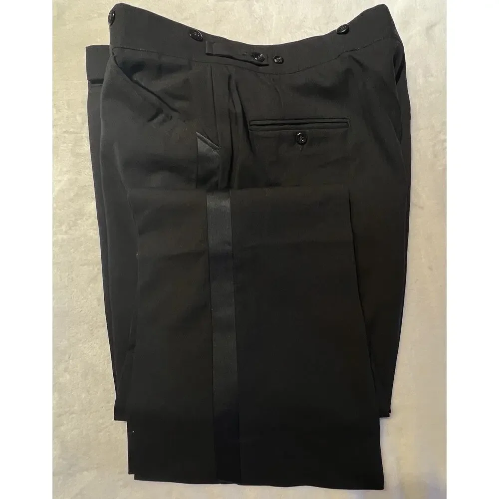 Vintage Palm Beach Mens 43L 38x31 Black Tuxedo Single Button Tux